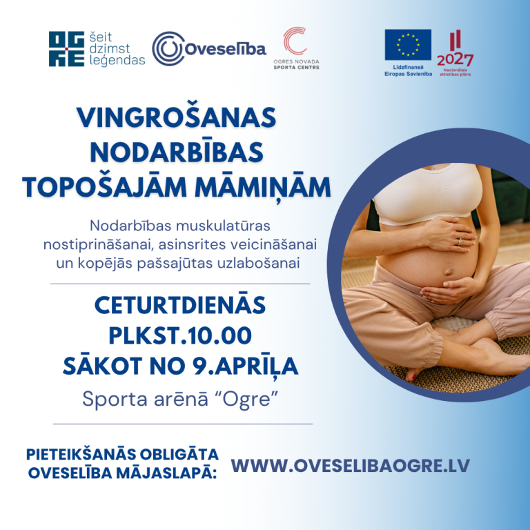 Vingrošanas nodarbības topošajām māmiņām, Ogrē | Ceturtdienās, sākot no 9.aprīļa