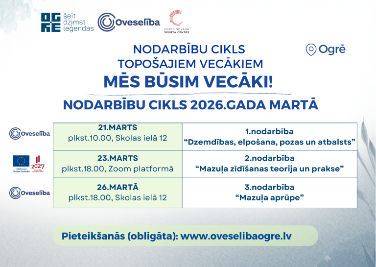 “Mēs būsim vecāki!” nodarbību cikls topošajiem vecākiem 2026.gada martā