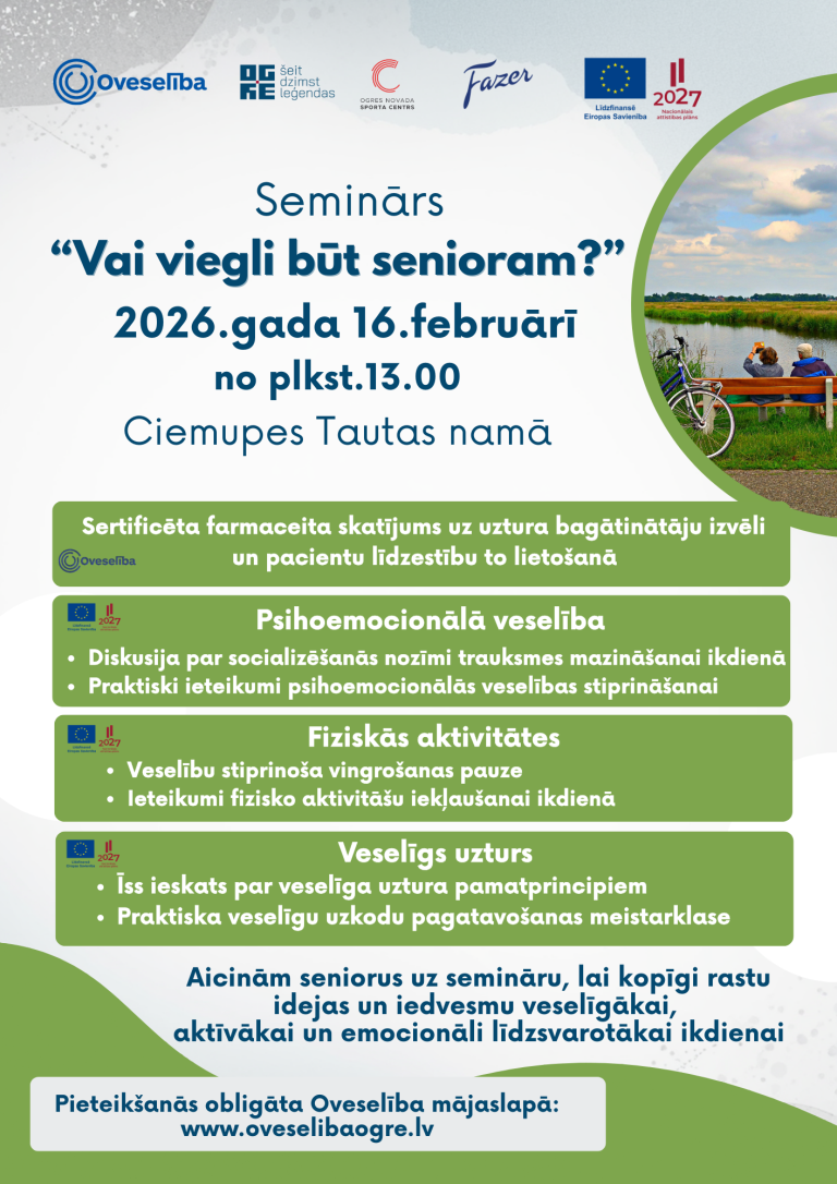 Seminārs “Vai viegli būt senioram?” 2026.gada 16.februārī, Ciemupē