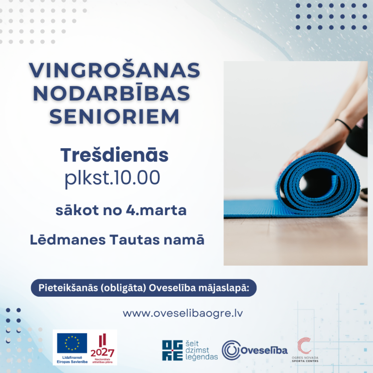 Vingrošanas nodarbības senioriem, Lēdmanē (trešdienās, sākot no 4.marta)