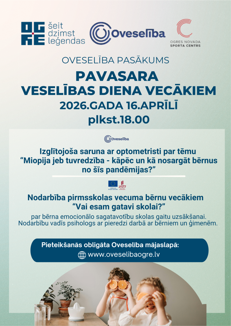 Pasākums “Pavasara veselības diena vecākiem” 2026. gada 16.aprīlī, Ogrē