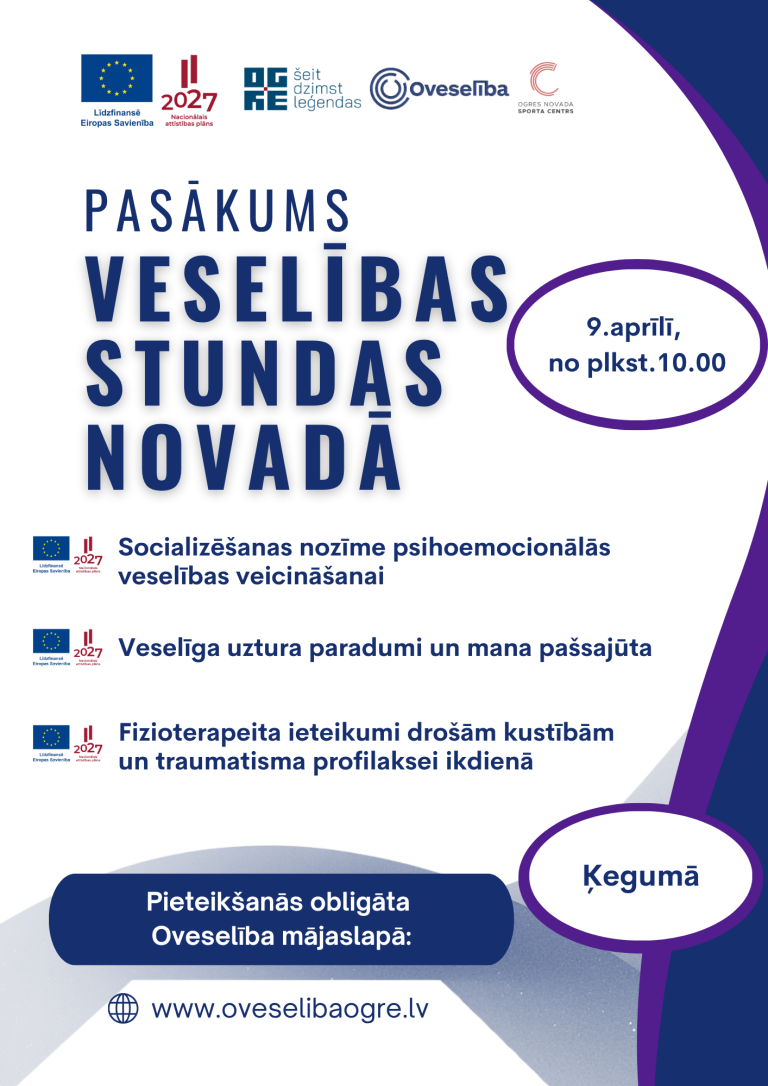Pasākums “Veselības stundas novadā” 2026.gada 9.aprīlī, Ķegumā