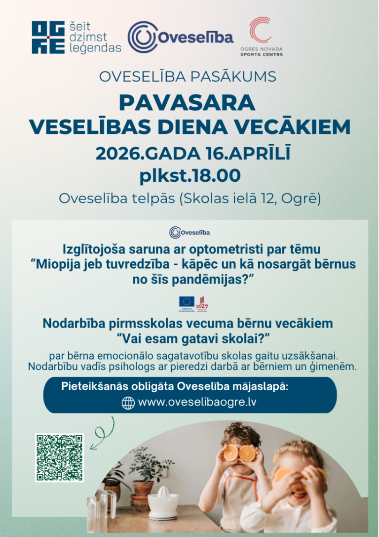 Pasākums “Pavasara veselības diena vecākiem” 2026. gada 16.aprīlī, Ogrē