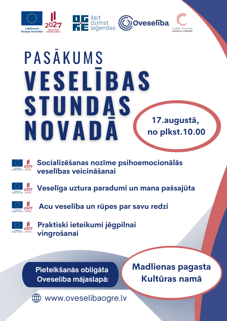 Pasākums “Veselības stundas novadā” 2026.gada 17.augustā Madlienā