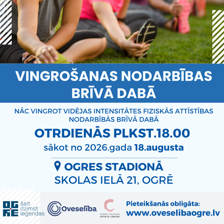 Vingrošana brīvā dabā Ogrē, sākot no 2026. gada 18. augusta