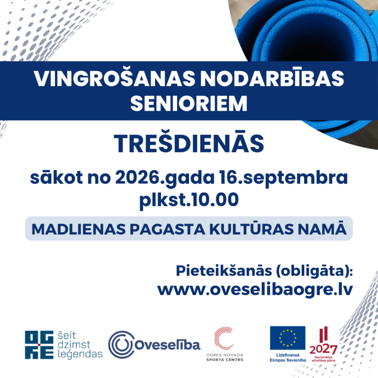 Aicinām seniorus uz vingrošanas nodarbībām Madlienā!