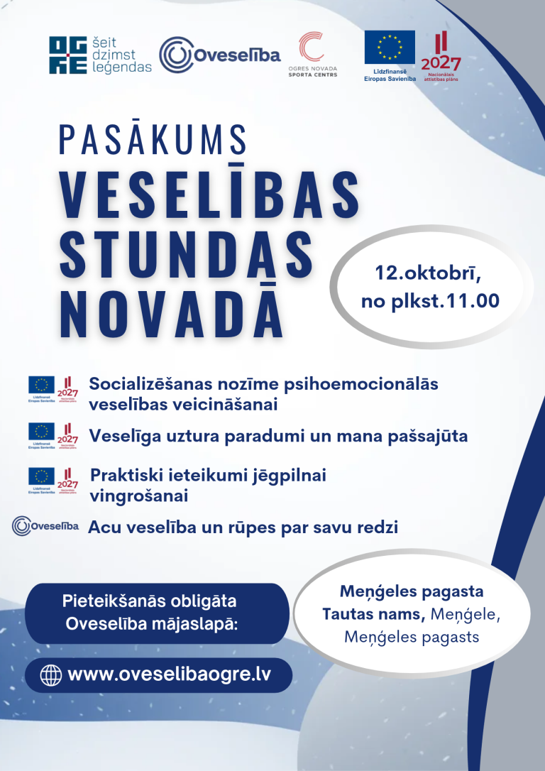 Pasākums “Veselība stundas novadā” 2026.gada 12.oktobrī Meņģeles pagastā