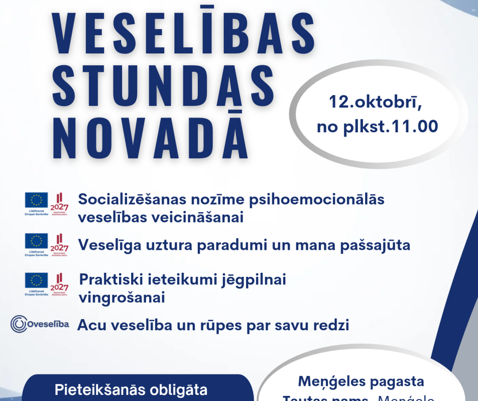 Pasākums “Veselība stundas novadā” 2026.gada 12.oktobrī Meņģeles pagastā