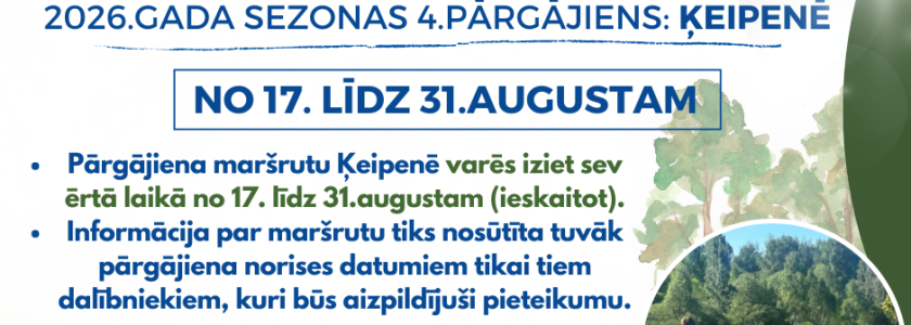 Nūjošanas pārgājienu cikla „Iepazīsti Ogres novadu!” 4. pārgājiens Ķeipenē