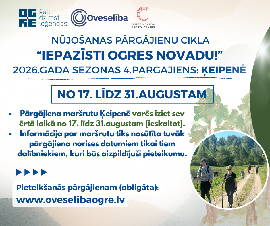 Nūjošanas pārgājienu cikla „Iepazīsti Ogres novadu!” 4. pārgājiens Ķeipenē