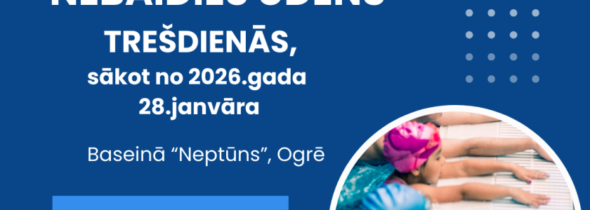 Nodarbības baseinā “Nebaidies ūdens” bērniem vecumā no 5-7 gadiem | Trešdienās, sākot no 2026.gada 28.janvāra