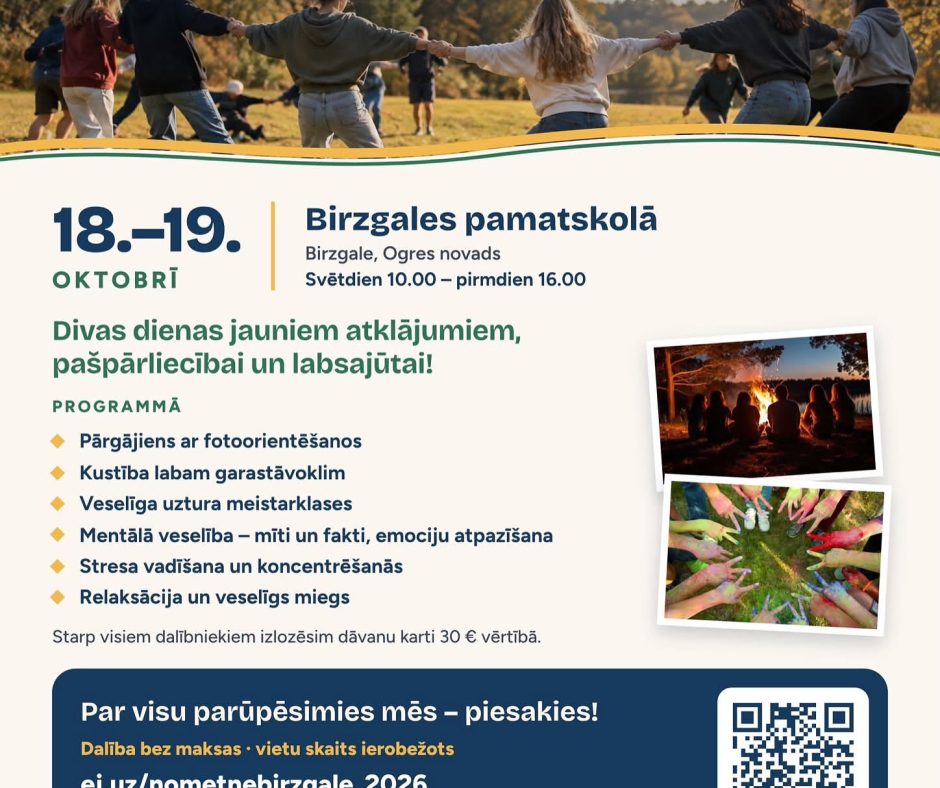 Diennakts jauniešu nometne “Esi brīvs!” 2026.g. 18.-19.oktobrī