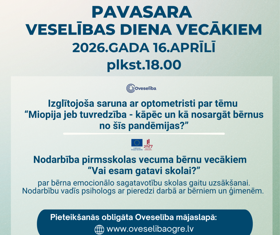 Pasākums “Pavasara veselības diena vecākiem” 2026. gada 16.aprīlī, Ogrē