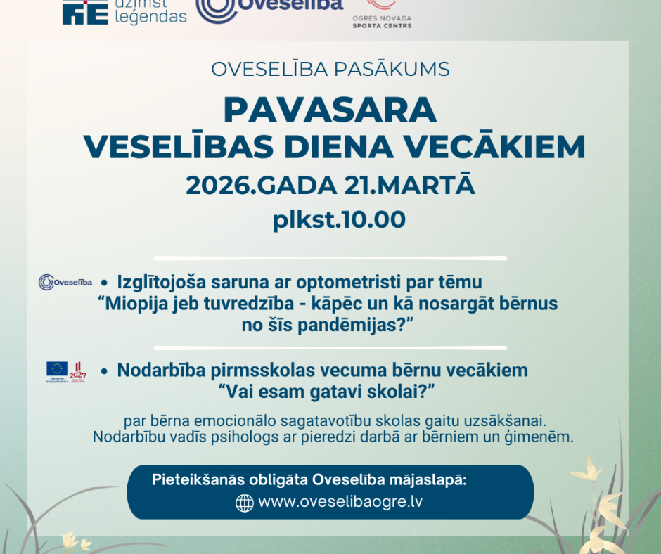 Pasākums “Pavasara veselības diena vecākiem” 2026. gada 21. martā, Ogrē