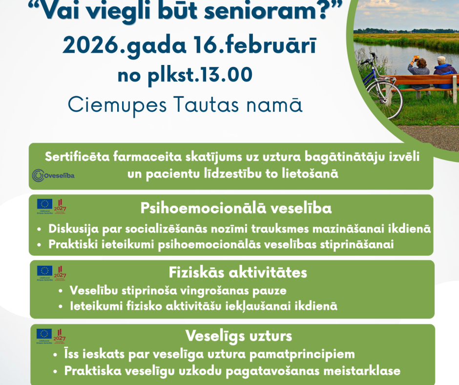 Seminārs “Vai viegli būt senioram?” 2026.gada 16.februārī, Ciemupē