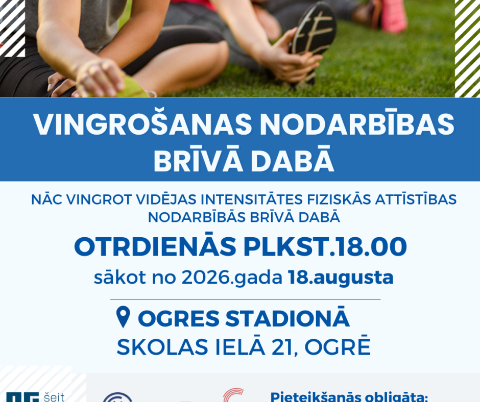Vingrošana brīvā dabā Ogrē, sākot no 2026. gada 18. augusta