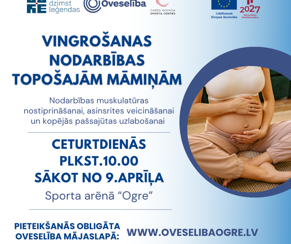 Vingrošanas nodarbības topošajām māmiņām, Ogrē | Ceturtdienās, sākot no 9.aprīļa