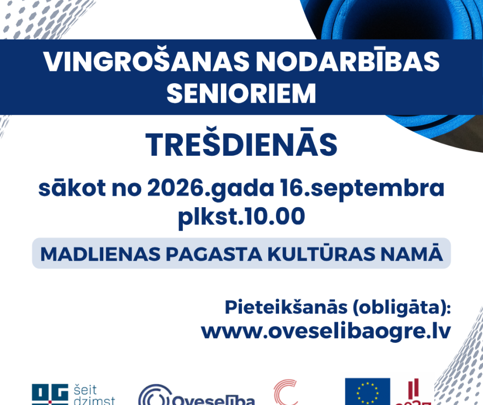 Aicinām seniorus uz vingrošanas nodarbībām Madlienā!