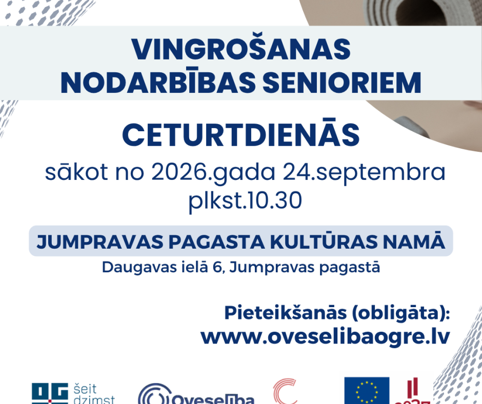 Vingrošanas nodarbības senioriem Jumpravā, sākot no 2026.gada 24.septembra