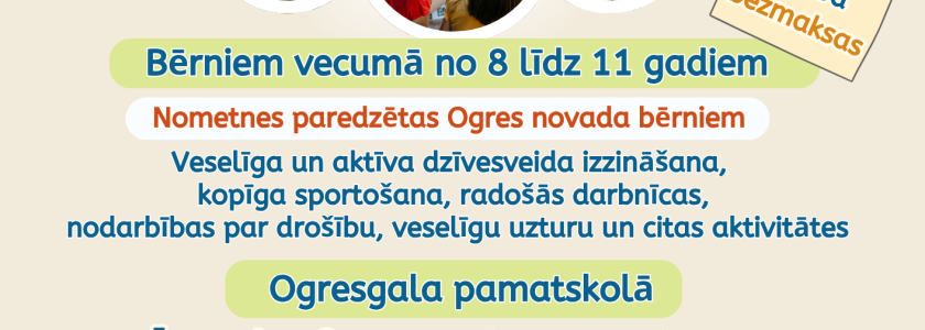 Bērnu vasaras nometnes “Vesels. Aktīvs. Priecīgs.” 2026. gadā